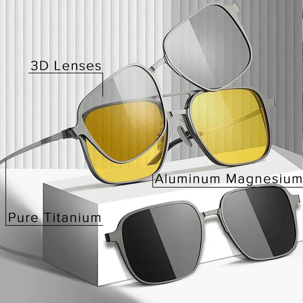 Gafas magnéticas Importadas 3EN1 🕶 Titanium MAX😎 ( Con filtro UV certificado)
