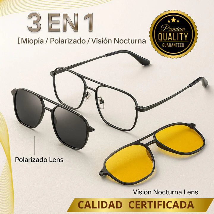 Gafas magnéticas Importadas 3EN1 🕶 Titanium MAX😎 ( Con filtro UV certificado)