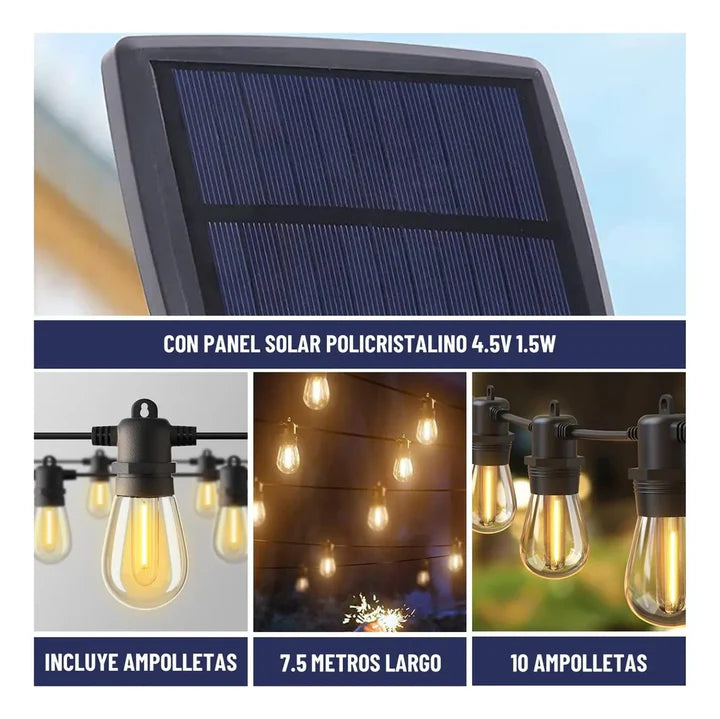 Guirnalda Luces Solar ✨ Luxur MAX💡 ( Con luz solar y carga )