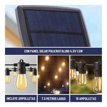 Guirnalda Luces Solar ✨ Luxur MAX💡 ( Con luz solar y carga )