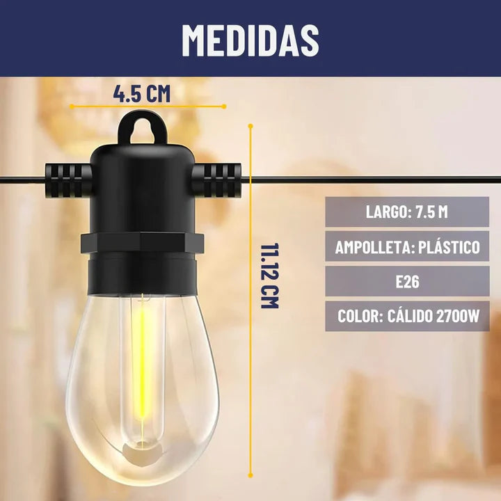Guirnalda Luces Solar ✨ Luxur MAX💡 ( Con luz solar y carga )
